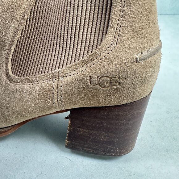UGG Boots Womens 8 Brown Suede Leather Faye Western Riding Boho Ankle Booties - Picture 11 of 12